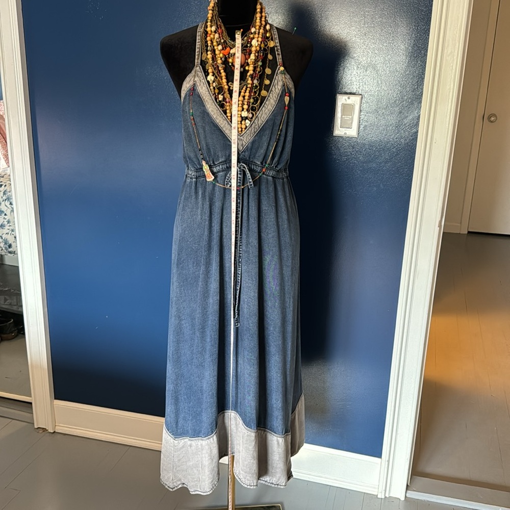 Chic Denim and Gray Maxi Dress